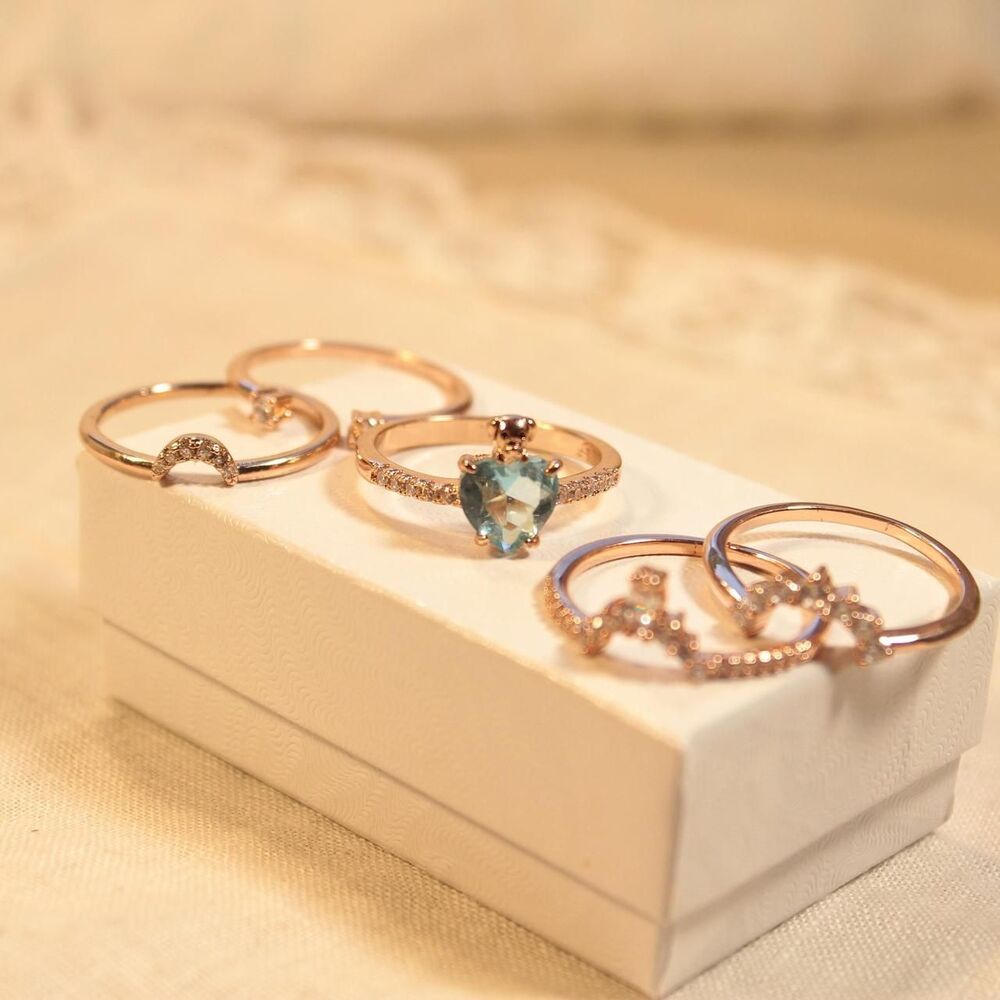 Coquette Rose Gold-Tone Bundle of Rings - All Size 9